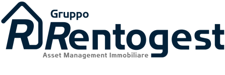 Logo Rentogest con scritta blu su sfondo bianco e scritta in grigio "asset management immobiliare"