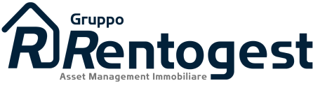 Logo Rentogest con scritta blu su sfondo bianco e scritta in grigio "asset management immobiliare"